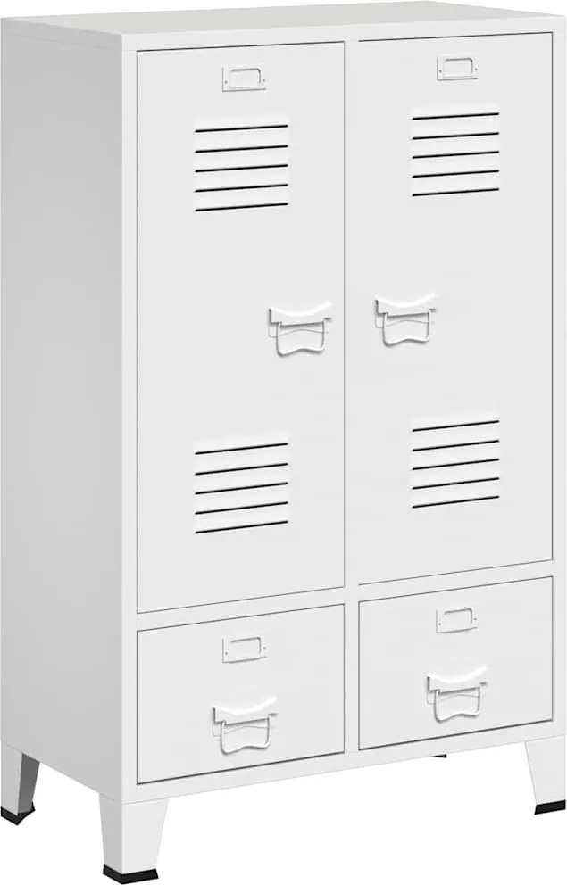 339611 vidaXL Индустриален гардероб, бял, 67x35x107 см, стомана