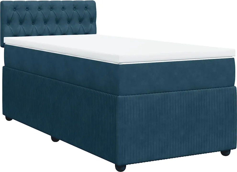 3287624 vidaXL Боксспринг легло с матрак, синя, 90x190 см, кадифе