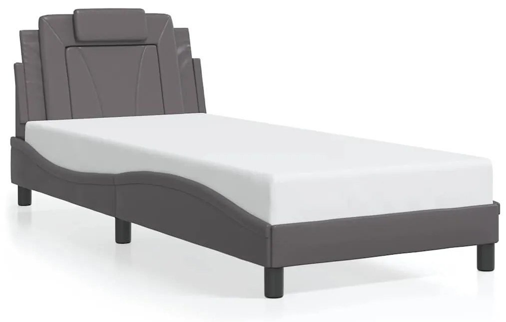 3208064 vidaXL Рамка за легло Viana без матрак, сива, 90x190 см изкуствена кожа