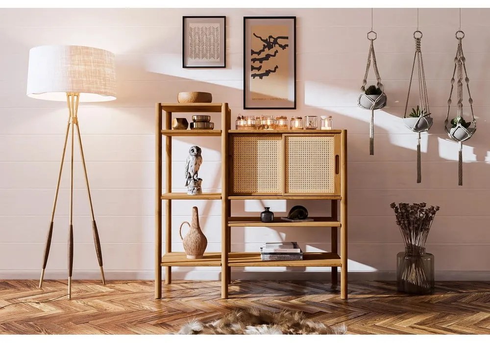 Дъбова дървена етажерка за книги 120x123 cm Pola - The Beds