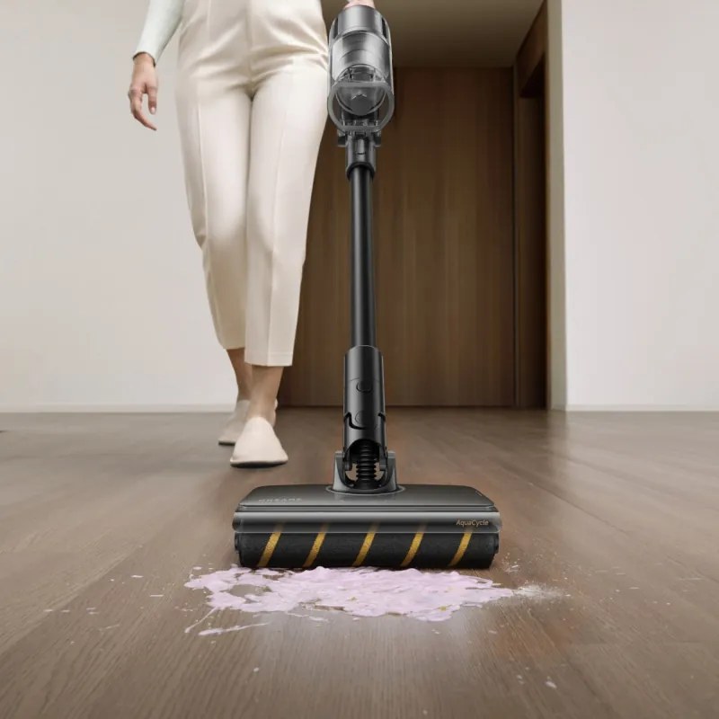 Вертикална прахосмукачка Dreame Z30 AquaCycle VZV77B, 855W, 310AW, 150000 об/мин, 3 степени, 0.32/0.4/0.6 л, 90 мин, HEPA H14, LED, Безчетков мотор, Черен