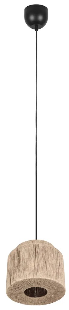 Japandi висяща лампа черна с кафяво въже 31cm - Smilla