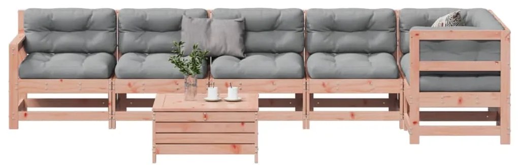 3250886 vidaXL Градински комплект с възглавници, 7 части, дугласко дърво масив