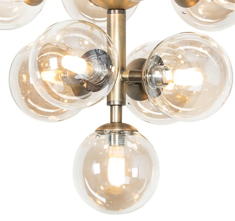 Висяща лампа бронз с кехлибарено стъкло 13-светлина - Bianca