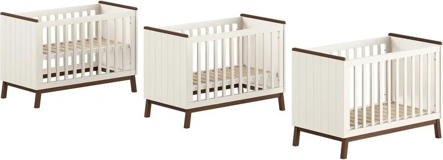 Бежово детско креватче 60x120 cm от масивен бор с регулируема височина Sezane – Vipack