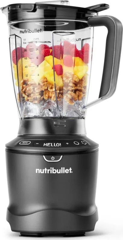 Блендер Nutribullet Smart Sense 1500 Combo NBF550DG, 1500W, 1.8 л, 5 скорости, Интелигентна адаптация на скорост, Без BPA, Черен/сив