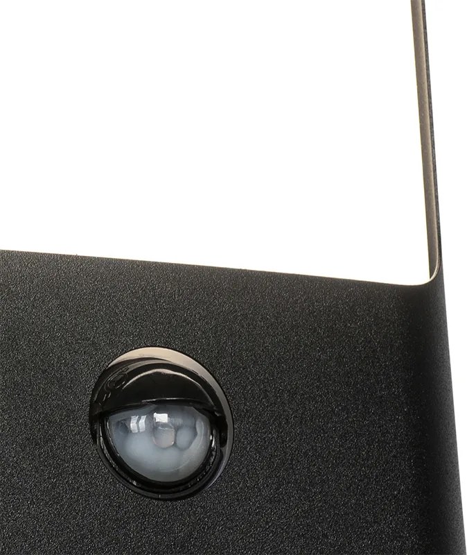 Стенна лампа черна с LED IP44 с датчик за движение - Khuvan