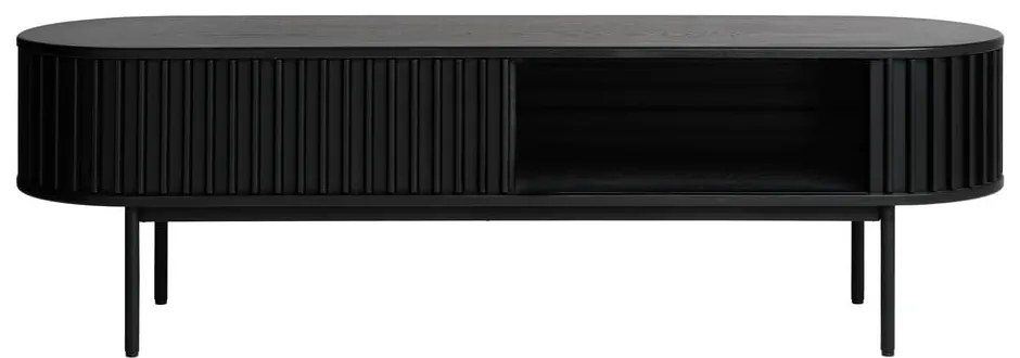 Черна телевизионна маса от дъб 48x160 cm Siena - Unique Furniture