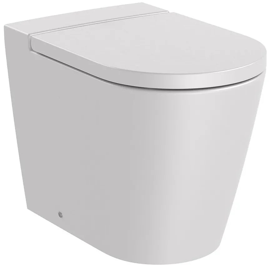 Тоалетна чиния Roca A347526630 ROUND, стояща, долепена до стената, двойно оттичане, Rimless, 37x56x44см