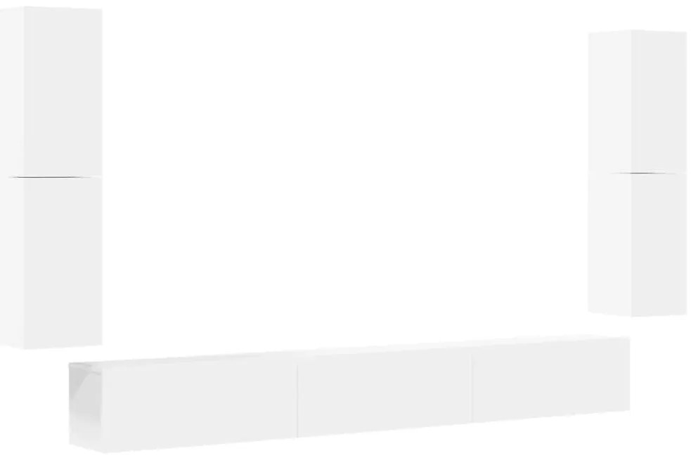 3114302 vidaXL Комплект ТВ шкафове от 7 части, бял, инженерно дърво