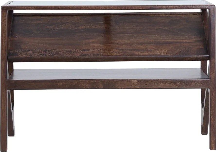Конзолна маса със стъклен плот в тъмно естествен цвят 41x119 cm Yuki – Light &amp; Living