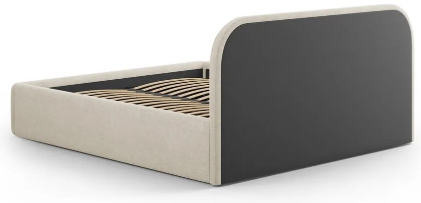 Кремаво двойно легло 200x200 cm тапицирано с място за съхранение с включена подматрачна рамка Juno – Windsor &amp; Co Sofas