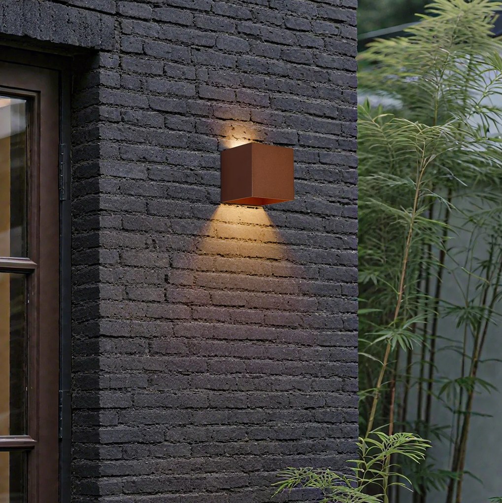 Външна стенна лампа ръждивокафява с LED, с 2 светлини, IP65, с функция за димиране и соларна - Charlene