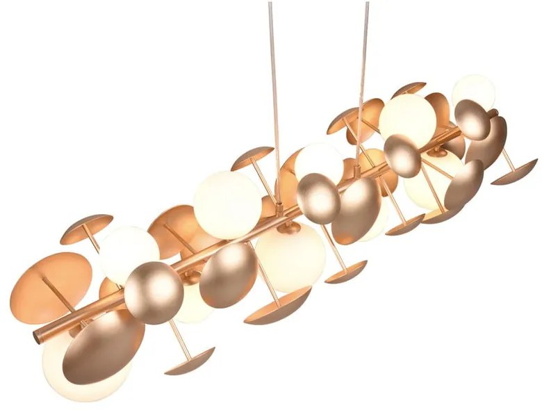 Висяща лампа със стъклен абажур в златисто-бяло Bubble - Trio Select