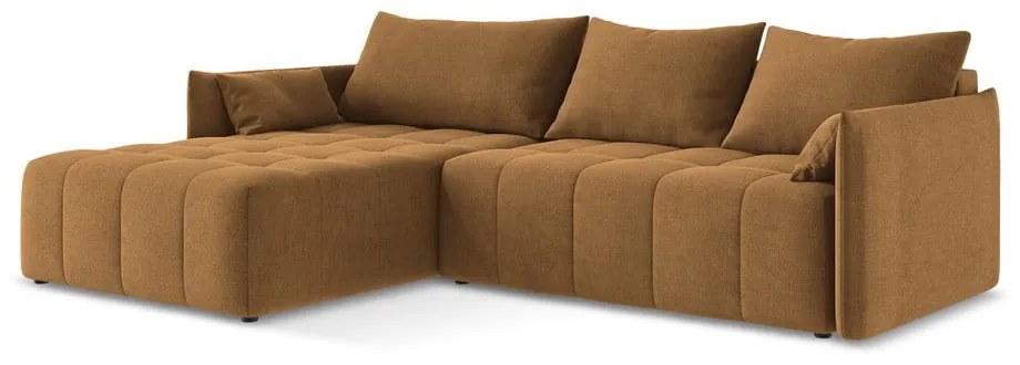 Теракотен разтегателен ъглов диван с място за съхранение (ляв ъгъл) Moku – Makamii