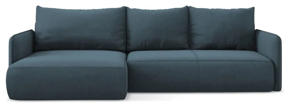 Син разтегателен ъглов диван с място за съхранение (ляв ъгъл) Nanea – Makamii