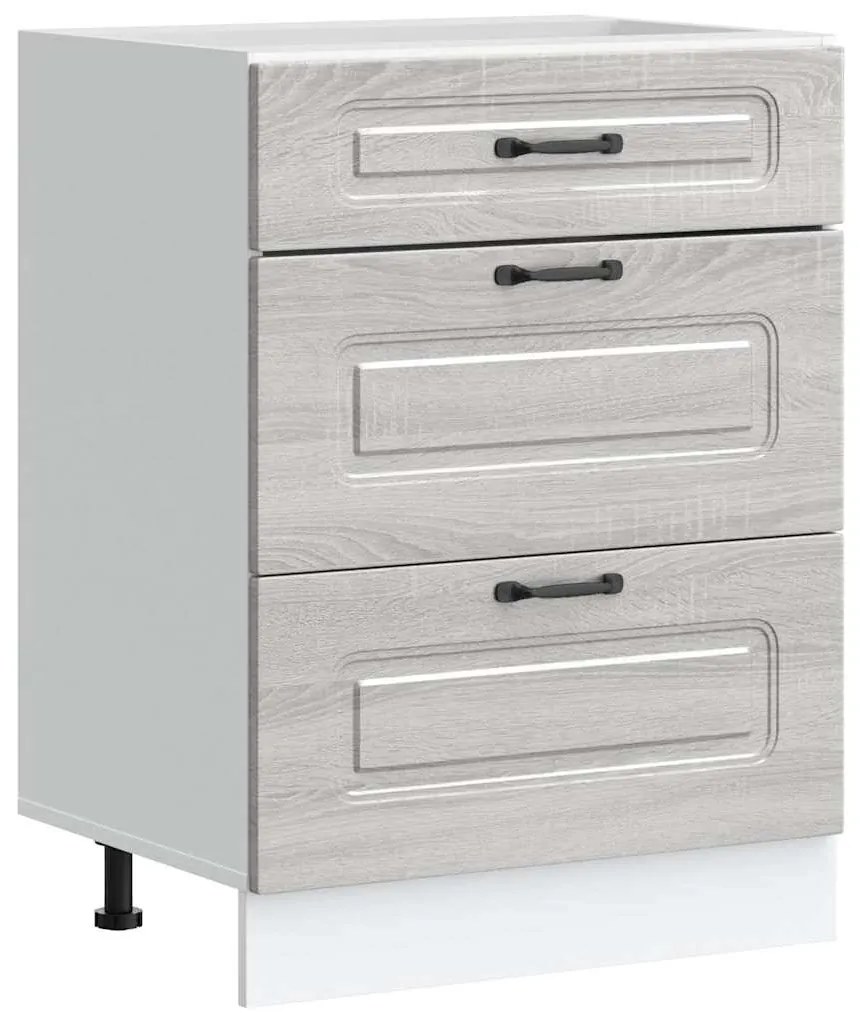 854285 vidaXL Кухненски шкаф, "Kalmar", сив сонома, инженерно дърво