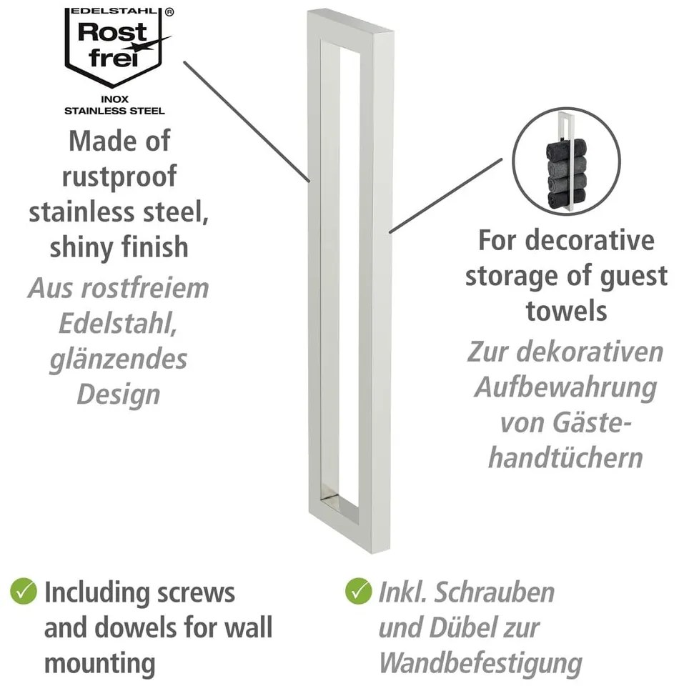 Държач за кърпи от неръждаема стомана, монтиран на стената Reitani - Wenko