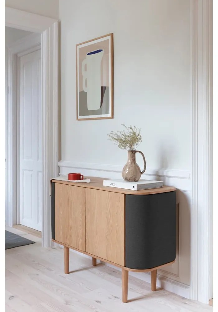 Нисък скрин с дъбов декор в цвят антрацит-природен 109x75 cm Treasures - UMAGE