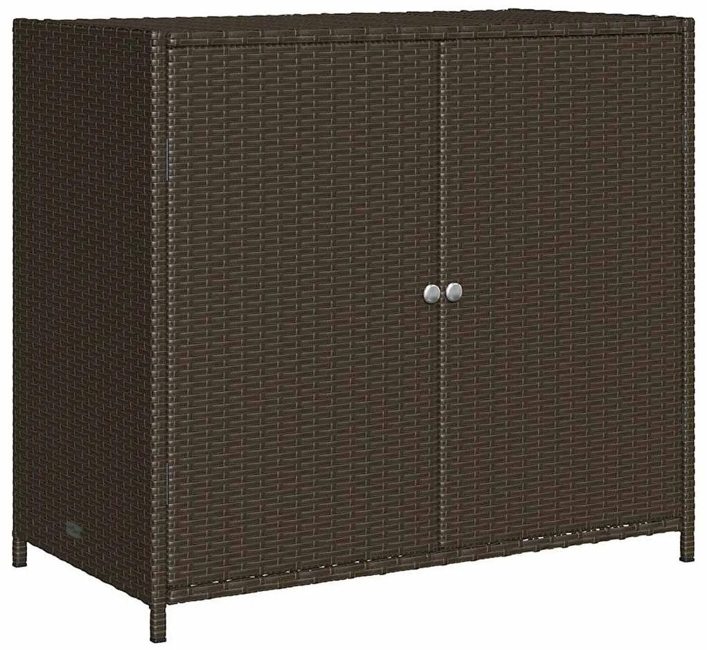 365544 vidaXL Градински шкаф за съхранение, кафяв, 83x45x76 см, полиратан