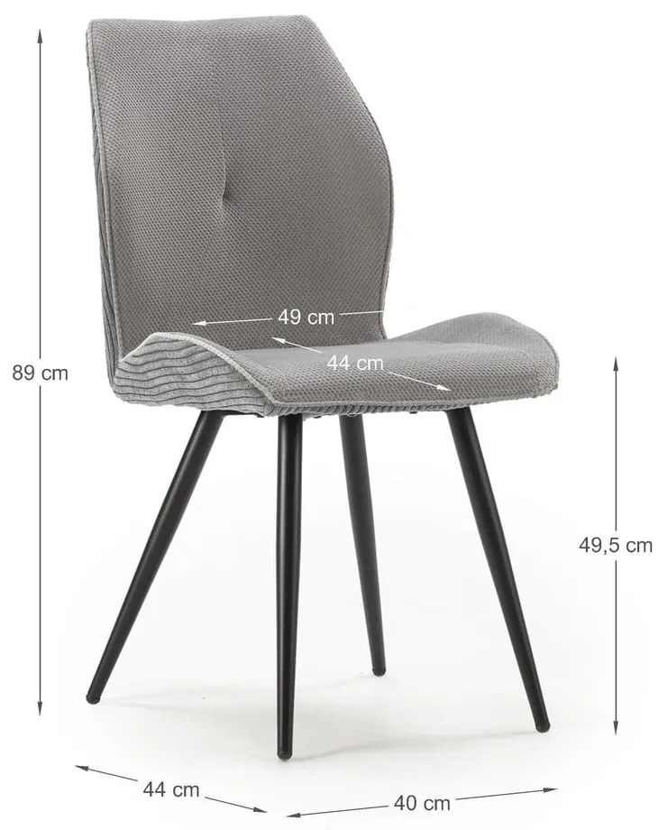 Светлосиви велурени трапезни столове в комплект 2 бр. Adaya – Marckeric