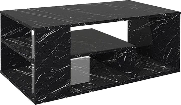 Масичка за кафе Abdera от меламин в черен мраморен цвят 110x60x42см.
