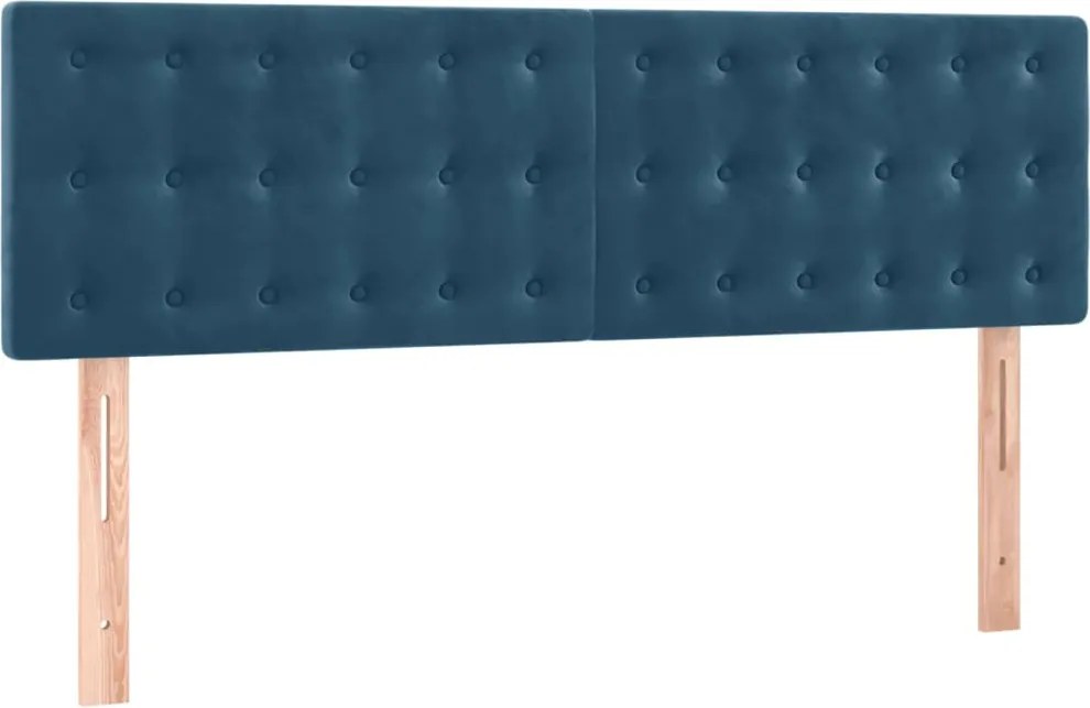 346474 vidaXL Горни табли за легло, 2 бр, тъмносини, 72x5x78/88 см, кадифе