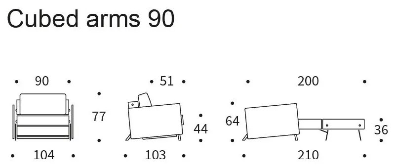 Сив диван стол с подлакътници Cubed - Innovation