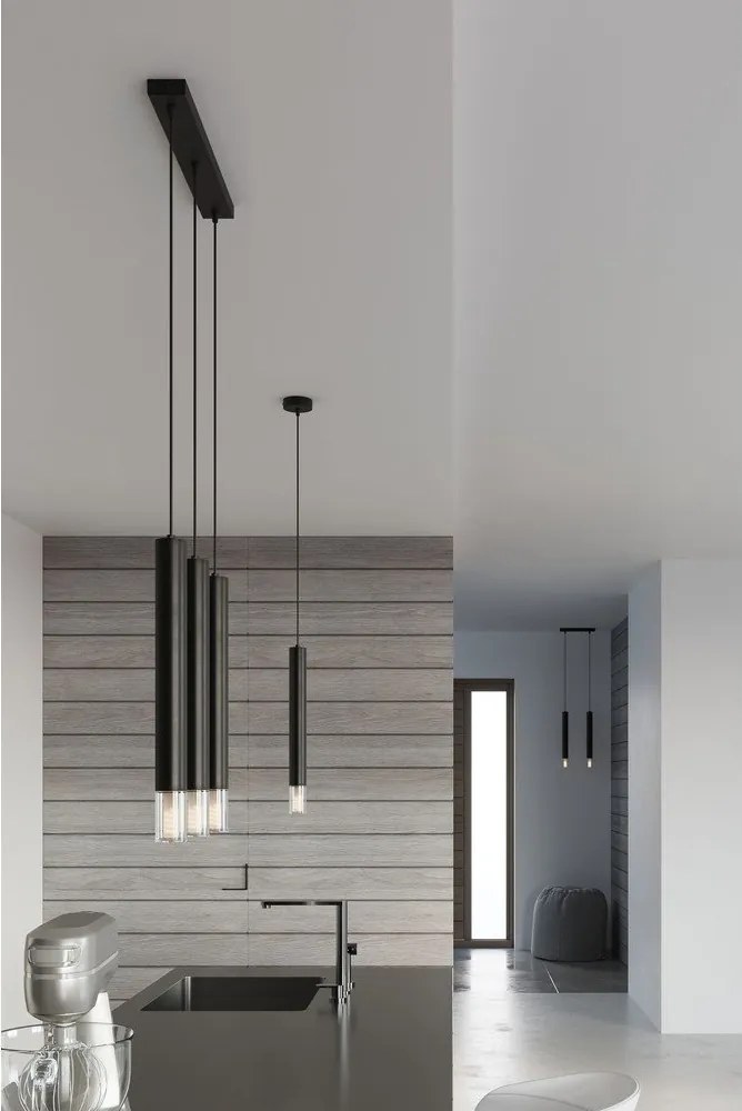 Черно метално висящо осветително тяло ø 8 cm Vittoria – Sollux