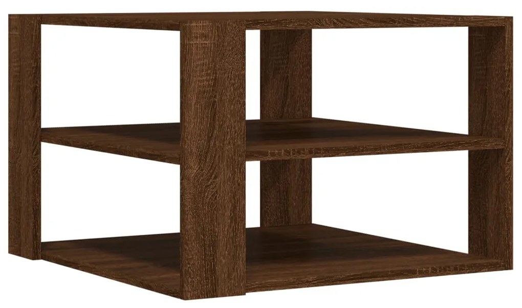 834256 vidaXL Кафе маса, кафяв дъб, 58x58x40 см, инженерно дърво