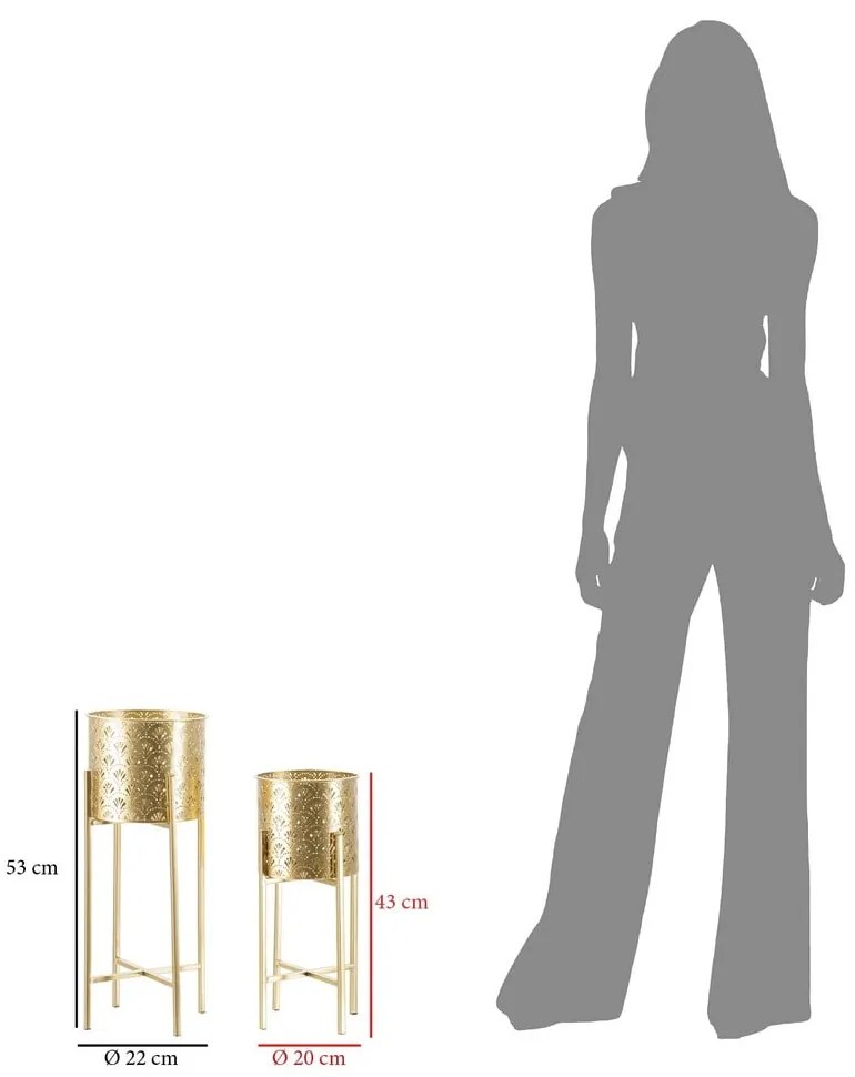 Комплект от 2 стойки за саксии в златисто, височина 52 cm Golvy - Mauro Ferretti