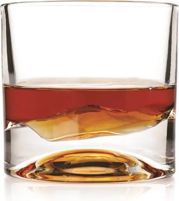 Комплект чаши за уиски LIITON 1009977 Rocky Mountain, 240 мл, 2 бр, Удебелени стени, 3D дъно с форма връх Елбърт, Прозрачен