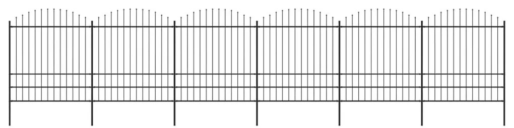 Sonata Градинска ограда с пики, стомана, (1,75-2)x10,2 м, черна