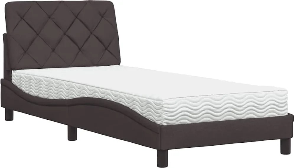 3310709 vidaXL Легло с матрак, тъмнокафяво, 90x190 см, плат