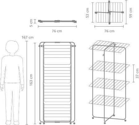 Бяла сушилня за дрехи 30 m HangOn Tower – Brabantia