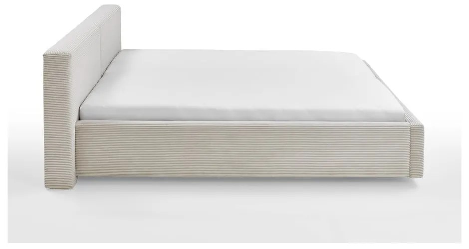 Бежово двойно легло 180x200 cm тапицирано с място за съхранение с включена подматрачна рамка Cube – Meise Möbel
