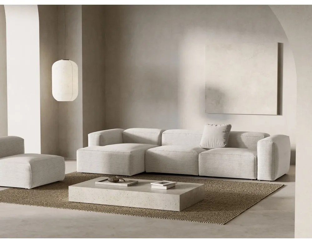 Бежов ъглов диван от рипсено кадифе (ляв ъгъл) Bergamo – Cosmopolitan Design