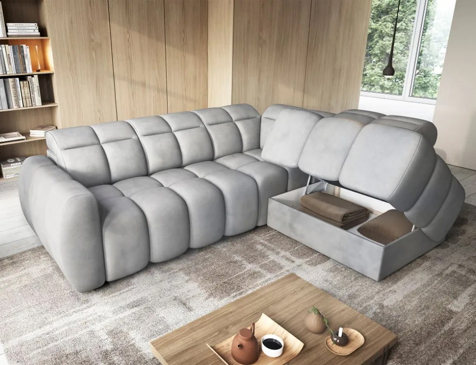 Ъглов диван Chicago-Сив-Десен