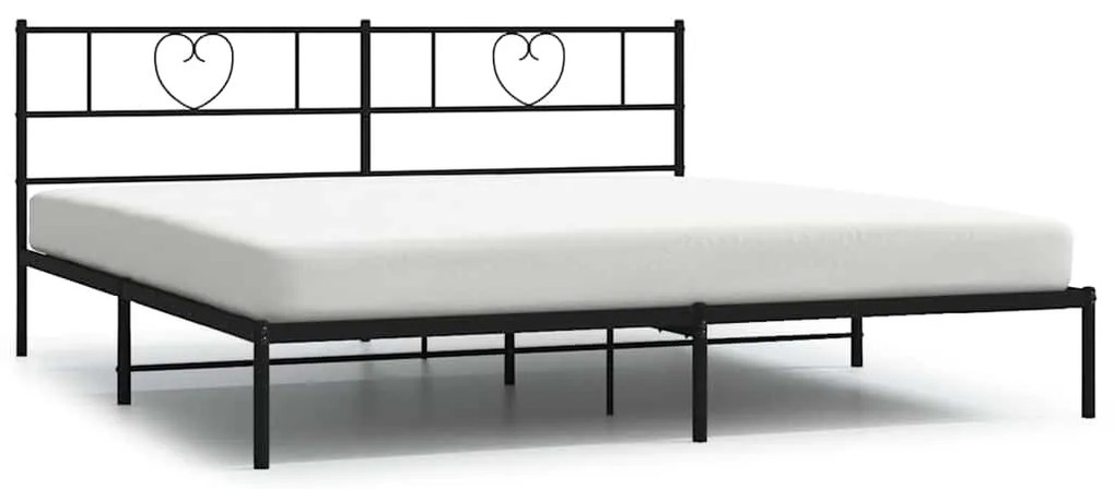 355468 vidaXL Метална рамка за легло с горна табла, черна, 183x213 см