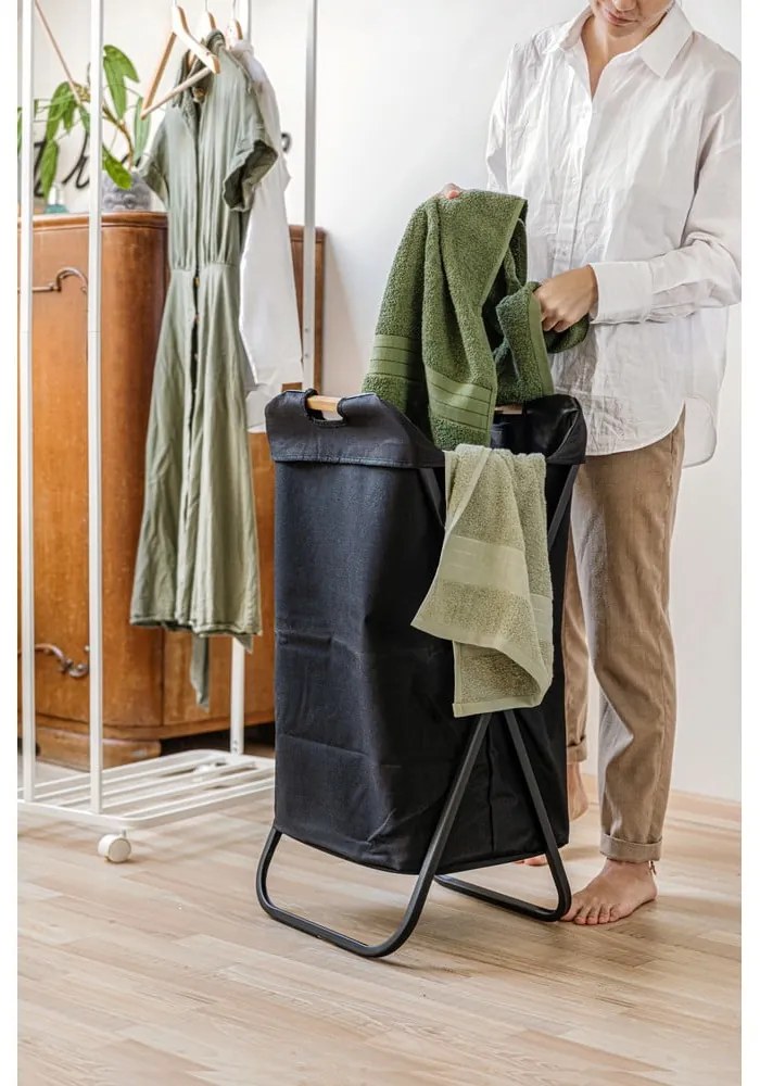 Черен сгъваем кош за пране Loft - Wenko