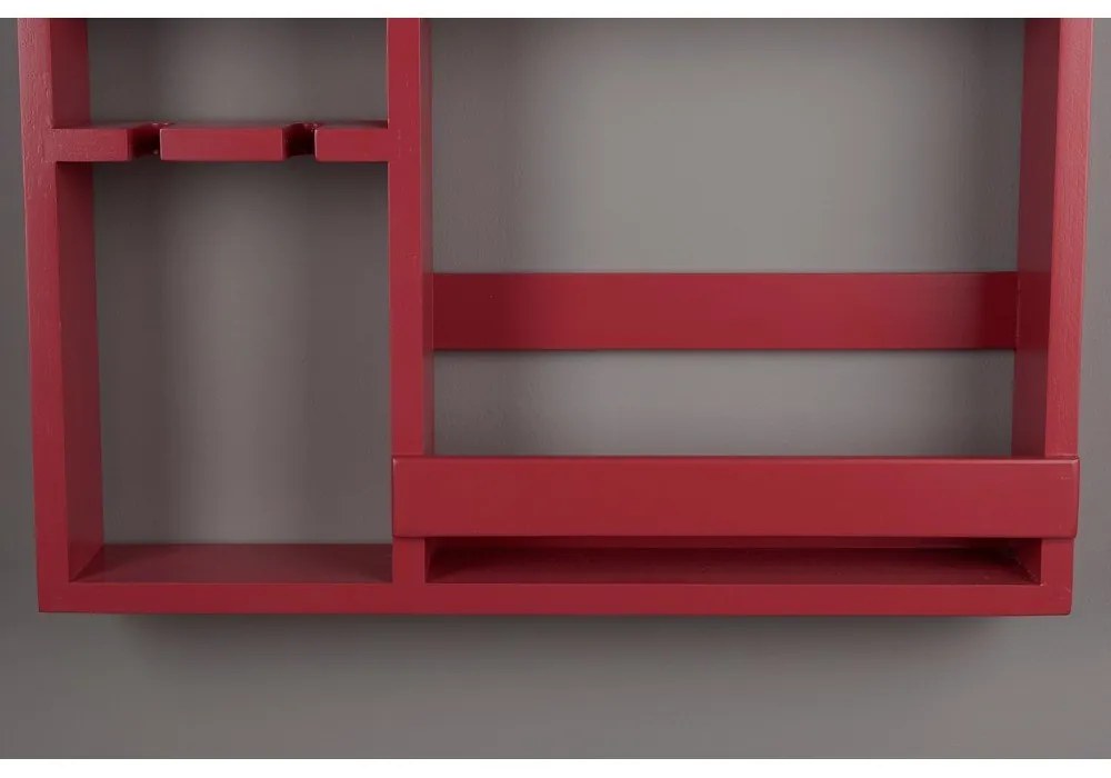 Червен стенен стелаж за вино от масивно каучуково дърво за 12 броя бутилки 80x120x10 cm Myron – Dutchbone