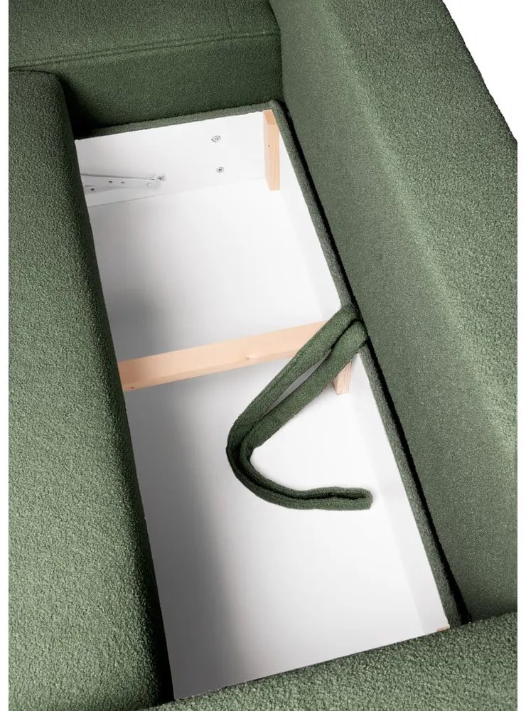 Зелен разтегателен ъглов диван от букле (ляв ъгъл) Quinoa – Bonami Selection