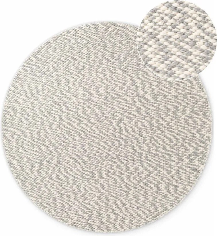 Светлосив/кремав ръчно изработен вълнен кръгъл килим ø 160 cm Lyon Beans – Elle Decoration