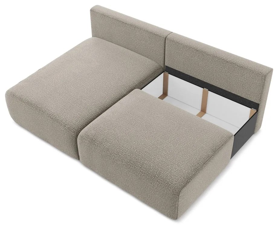Бежов разтегателен ъглов диван с място за съхранение (ляв ъгъл) Kalena – Makamii