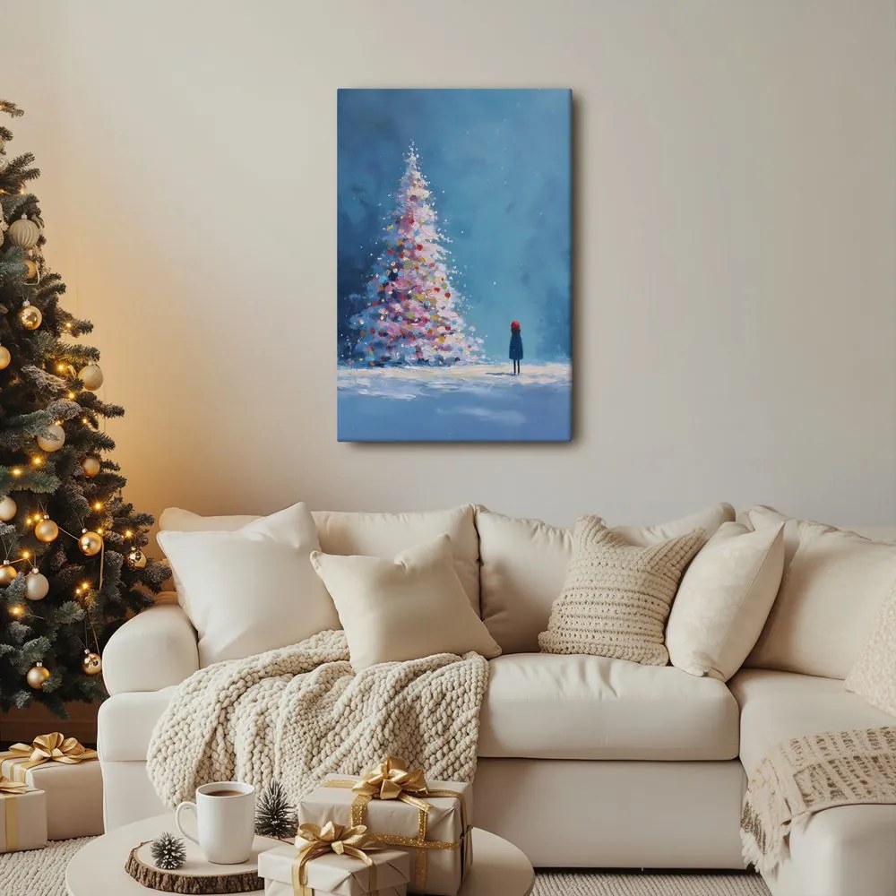 Картина на платно – Вълшебна нощ с коледно дърво