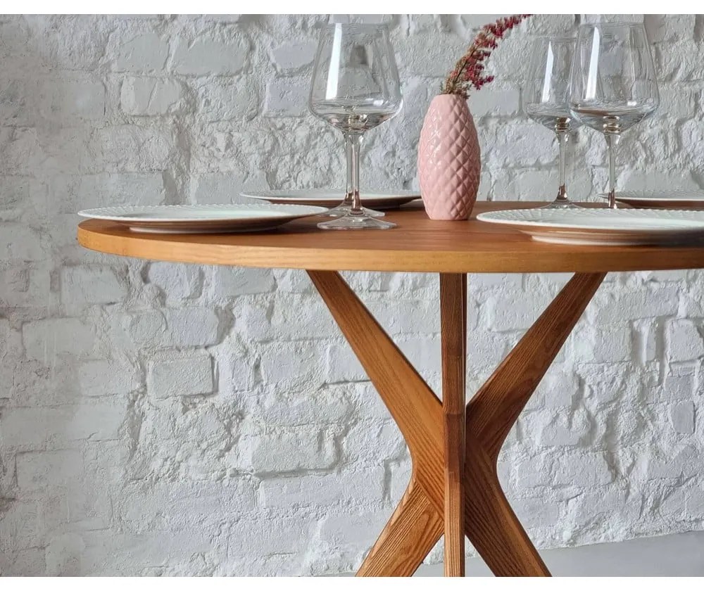 Кръгла трапезна маса с ясенов плот ø 90 cm Jubi – Ragaba