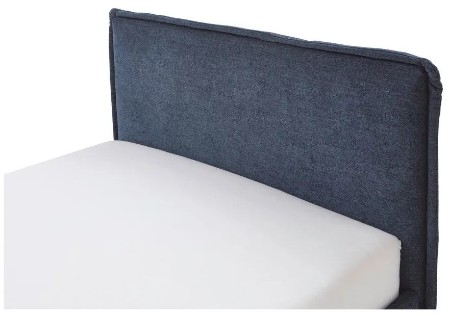 Тъмносиньо тапицирано детско легло 140x200 cm с място за съхранение с включена подматрачна рамка Fun – Meise Möbel