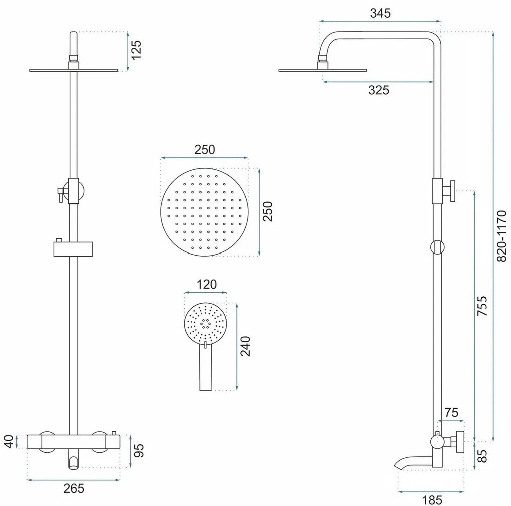 Комплект за душ с термостат REA Lungo Copper Brush