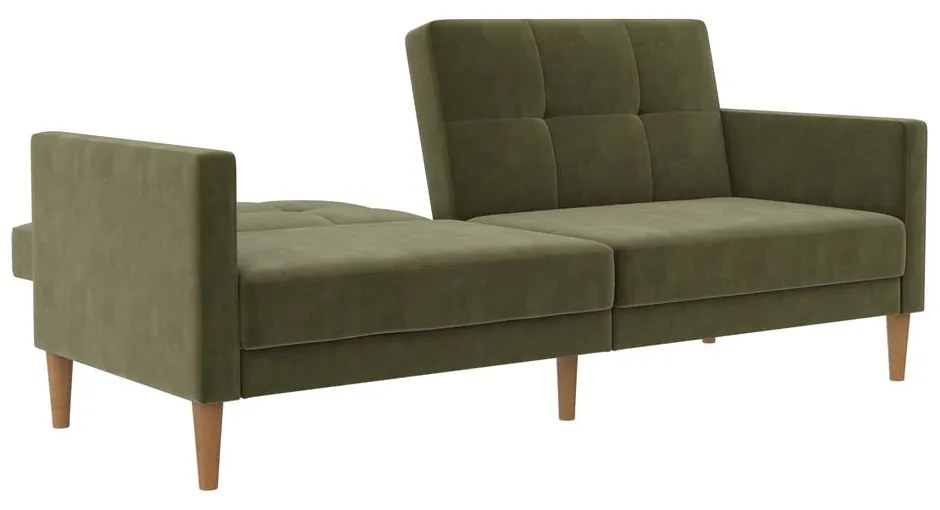 Зелен кадифен разтегателен диван 207 cm Lilly – Støraa