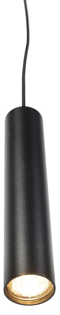 Дизайнерска висяща лампа черна вкл. адаптер за релса 1-фазен - Slimline Tuba Small